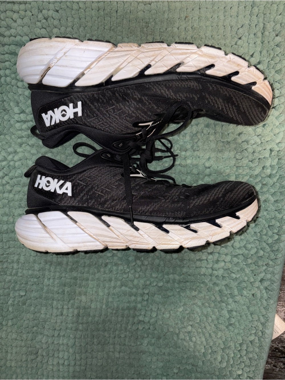 Hoka Black and White Athletic Running Sneakers